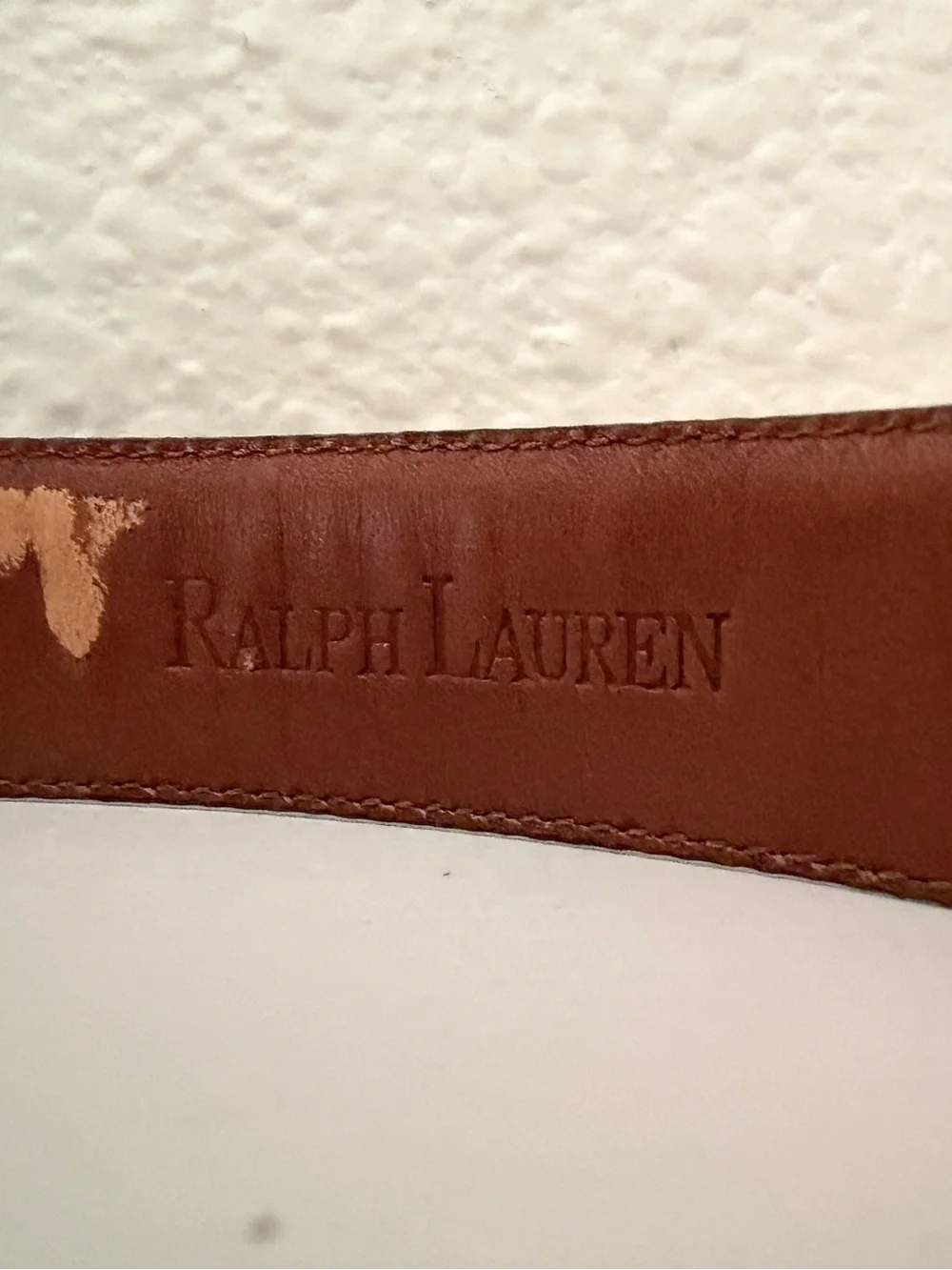 Ralph Lauren Brown Croc Embossed Leather Belt Gold Buckle Size Medium 37